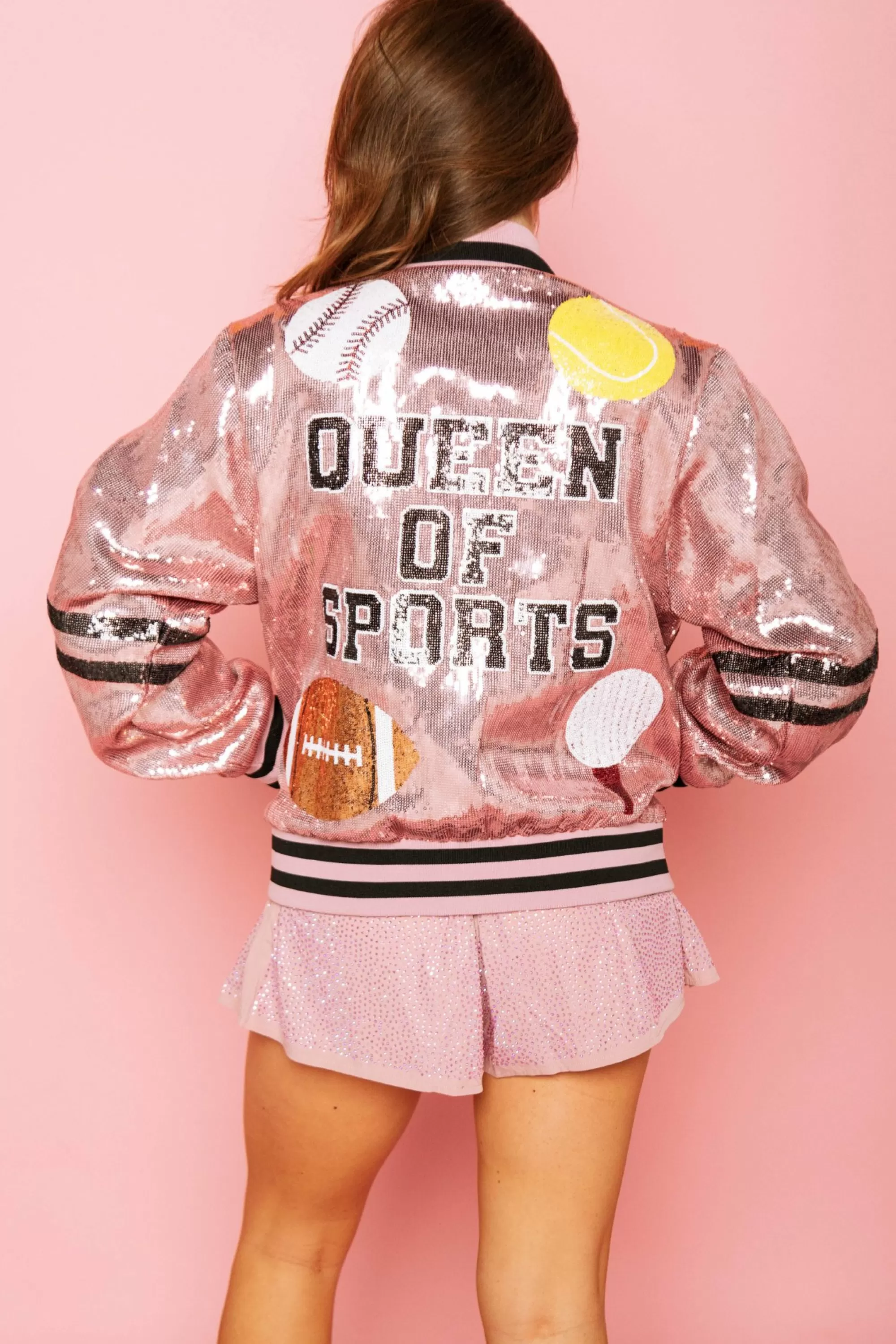 Queen Of Sparkles Pink Queen Of Sports Bomber