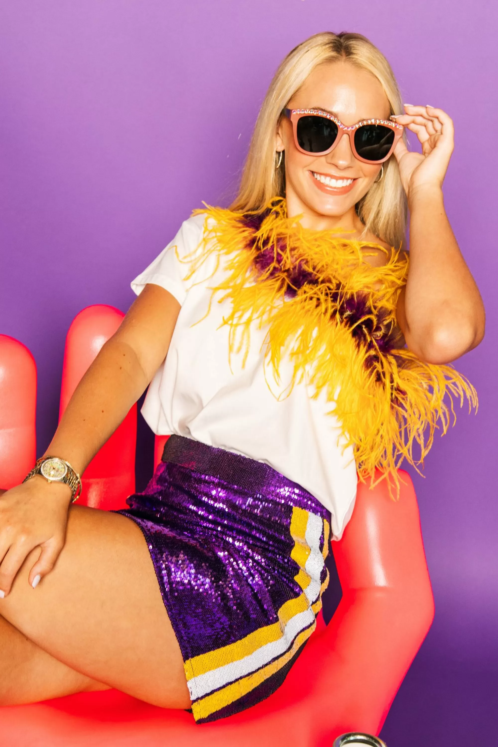 Queen Of Sparkles Purple & Gold Stripe Sequin Skirt