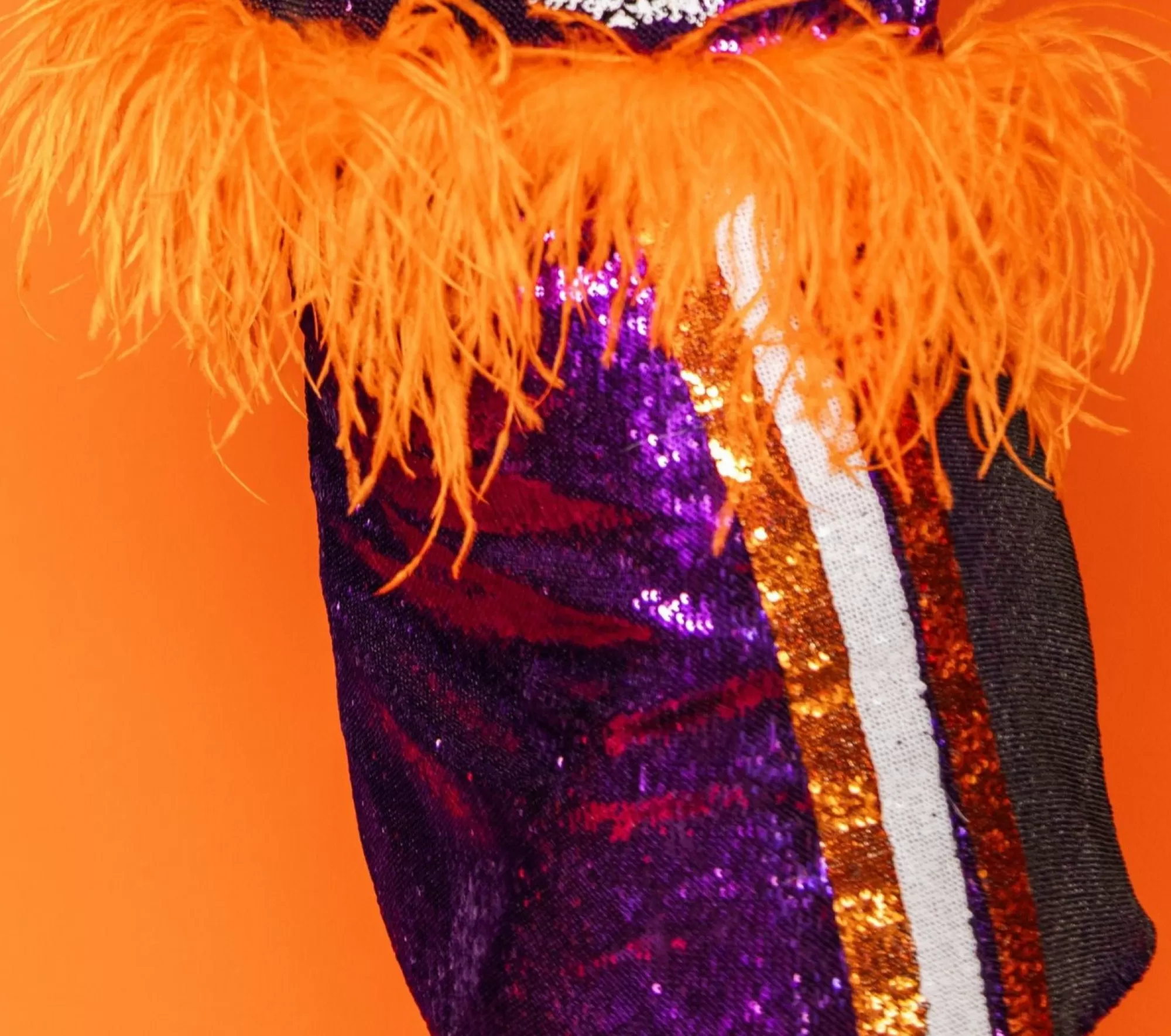 Queen Of Sparkles Purple & Orange Stripe Sequin Skirt