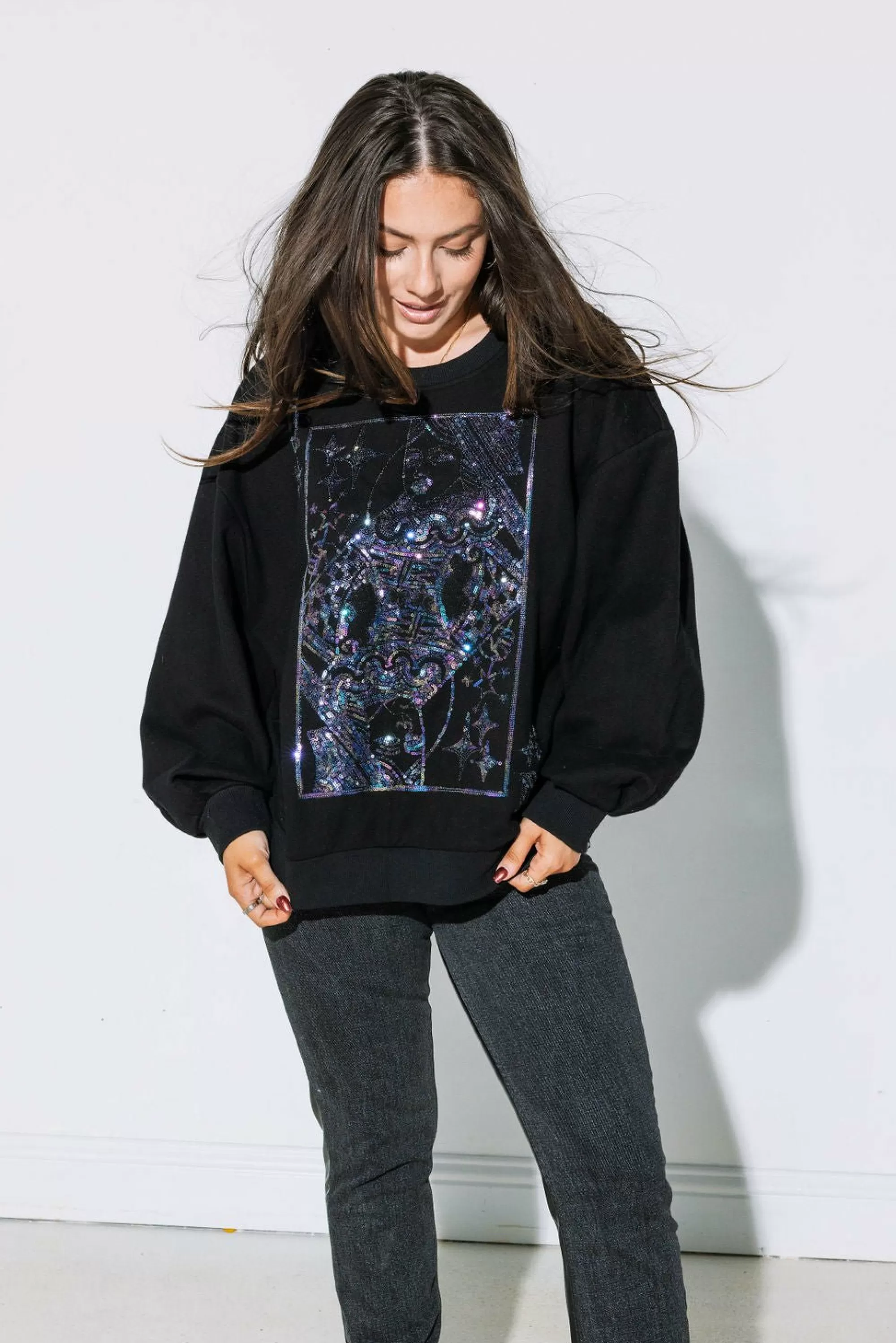 Queen Of Sparkles Qos Logo Card Sweatshirt