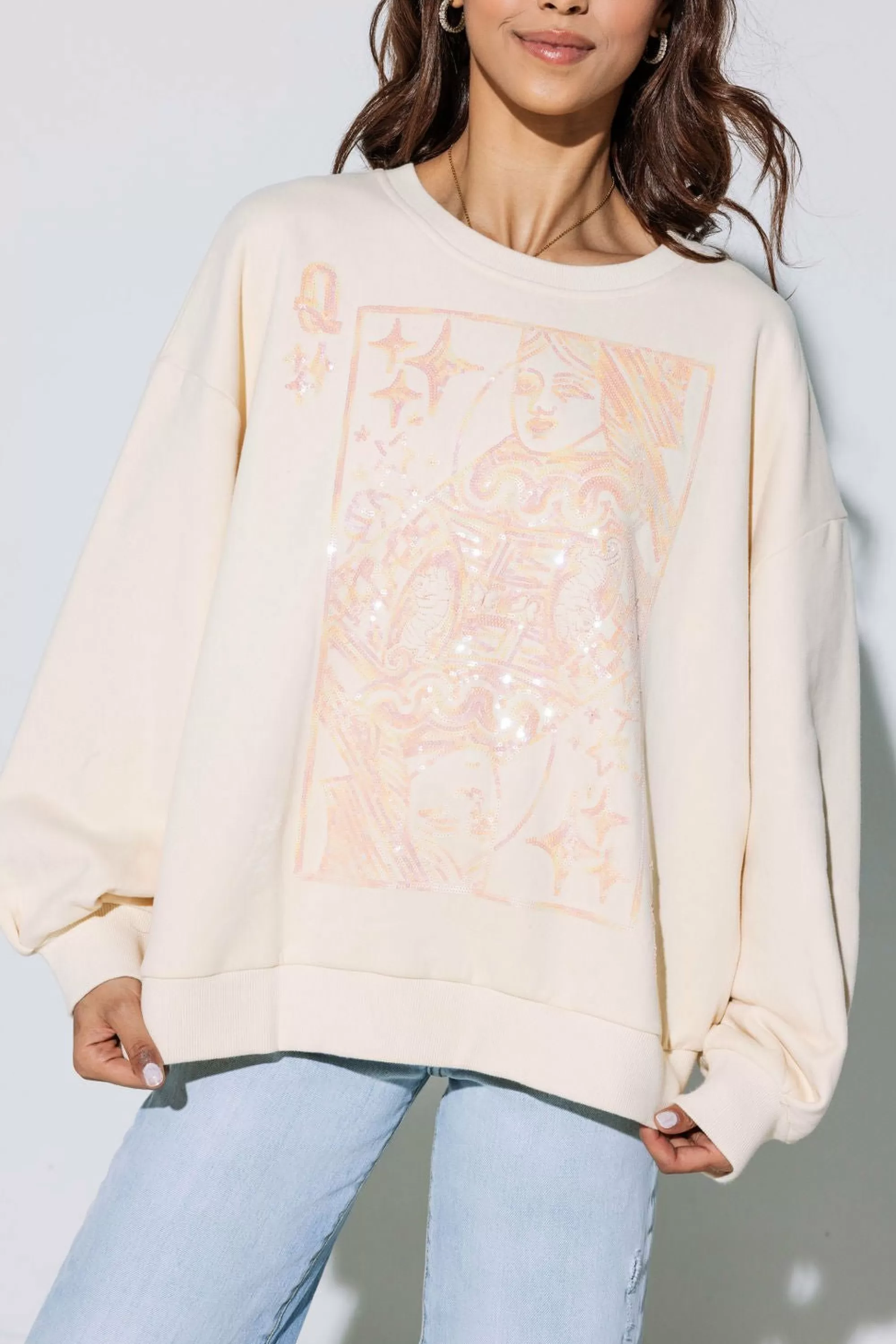 Queen Of Sparkles Qos Logo Card Sweatshirt