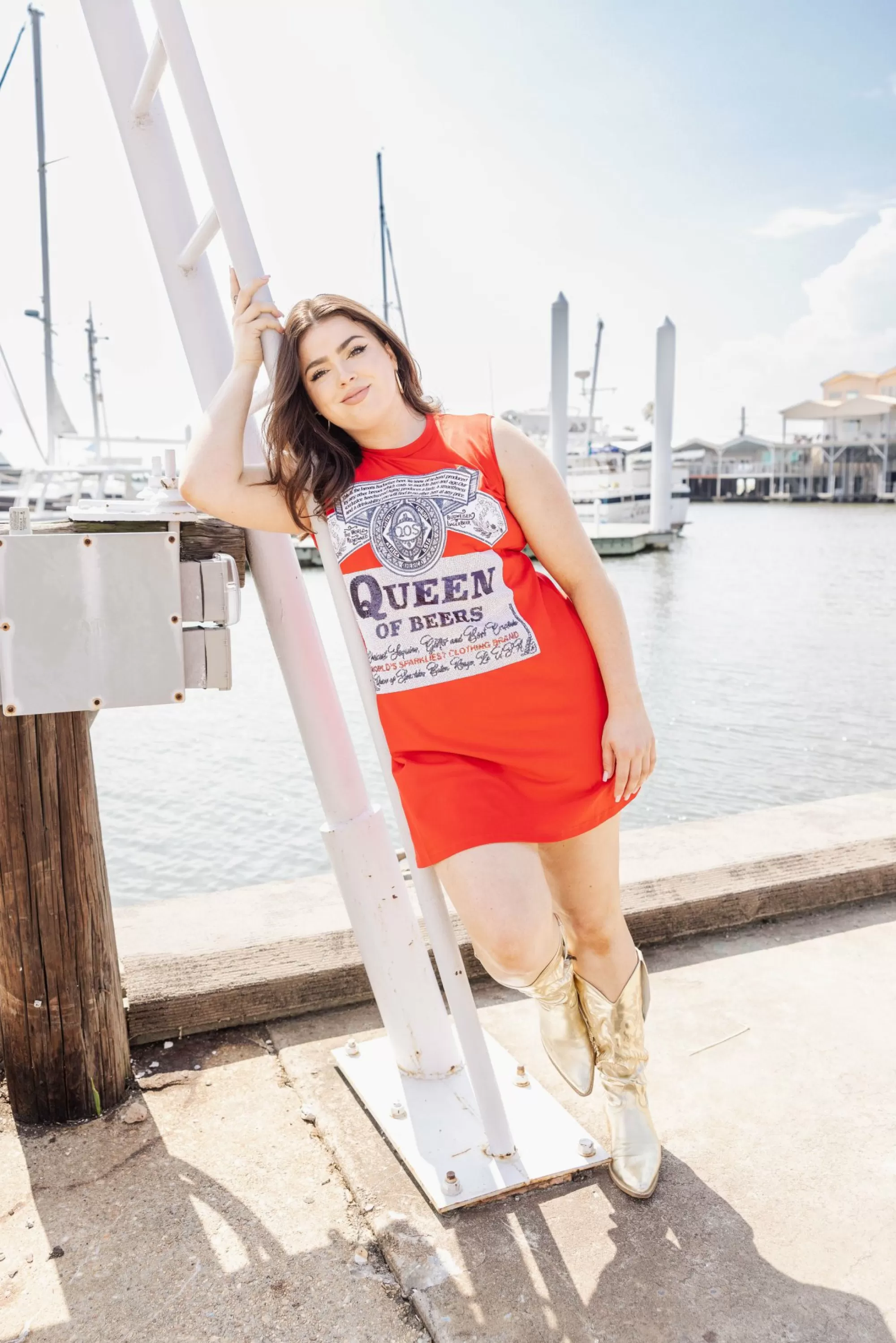 Queen Of Sparkles Queen Of Beers Tank Tee Dress