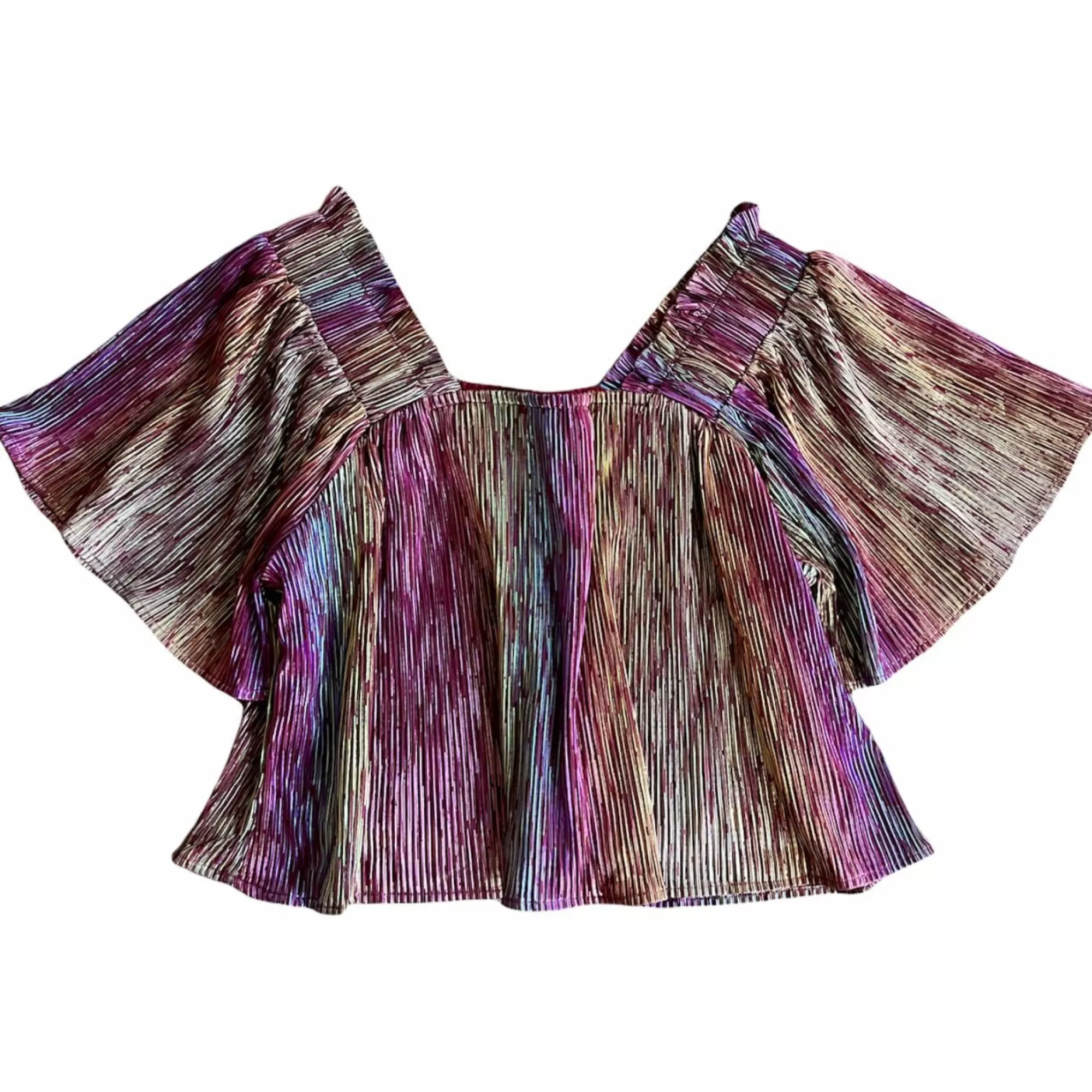 Queen Of Sparkles Rainbow Pleat Flutter Top