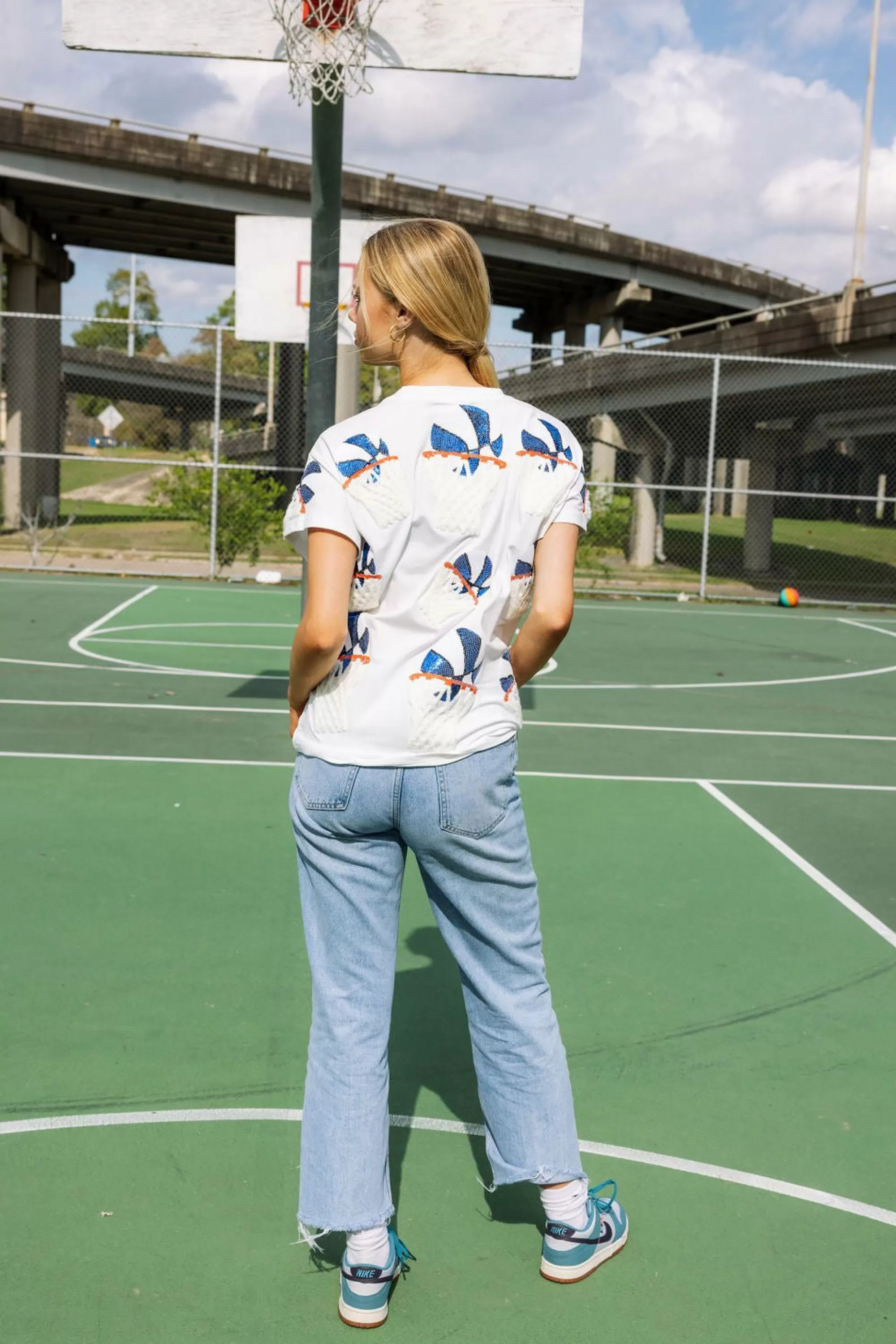 Queen Of Sparkles Royal Blue Basketball Hoop Tee