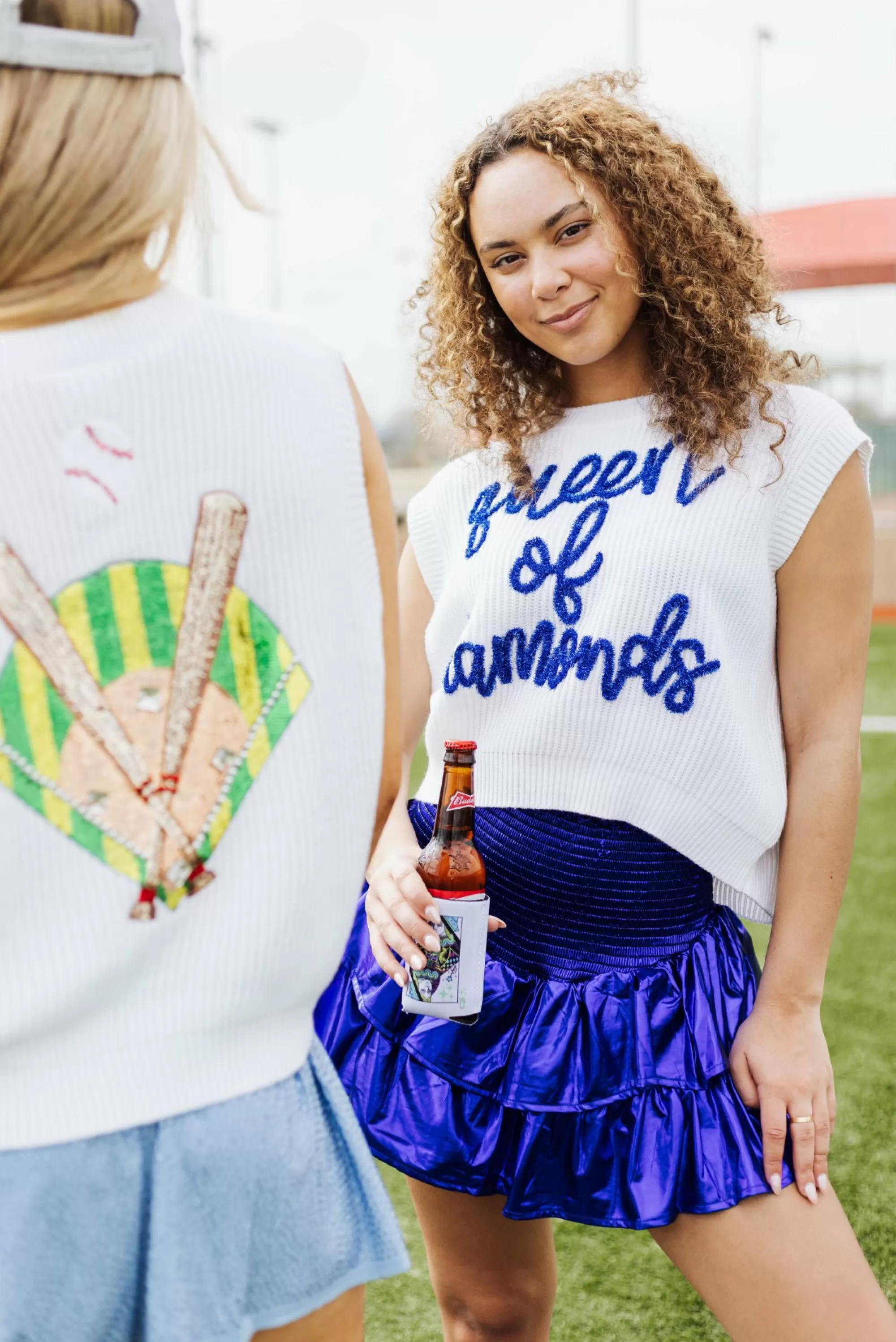 Queen Of Sparkles Royal Blue Metallic Smocked Ruffle Skort