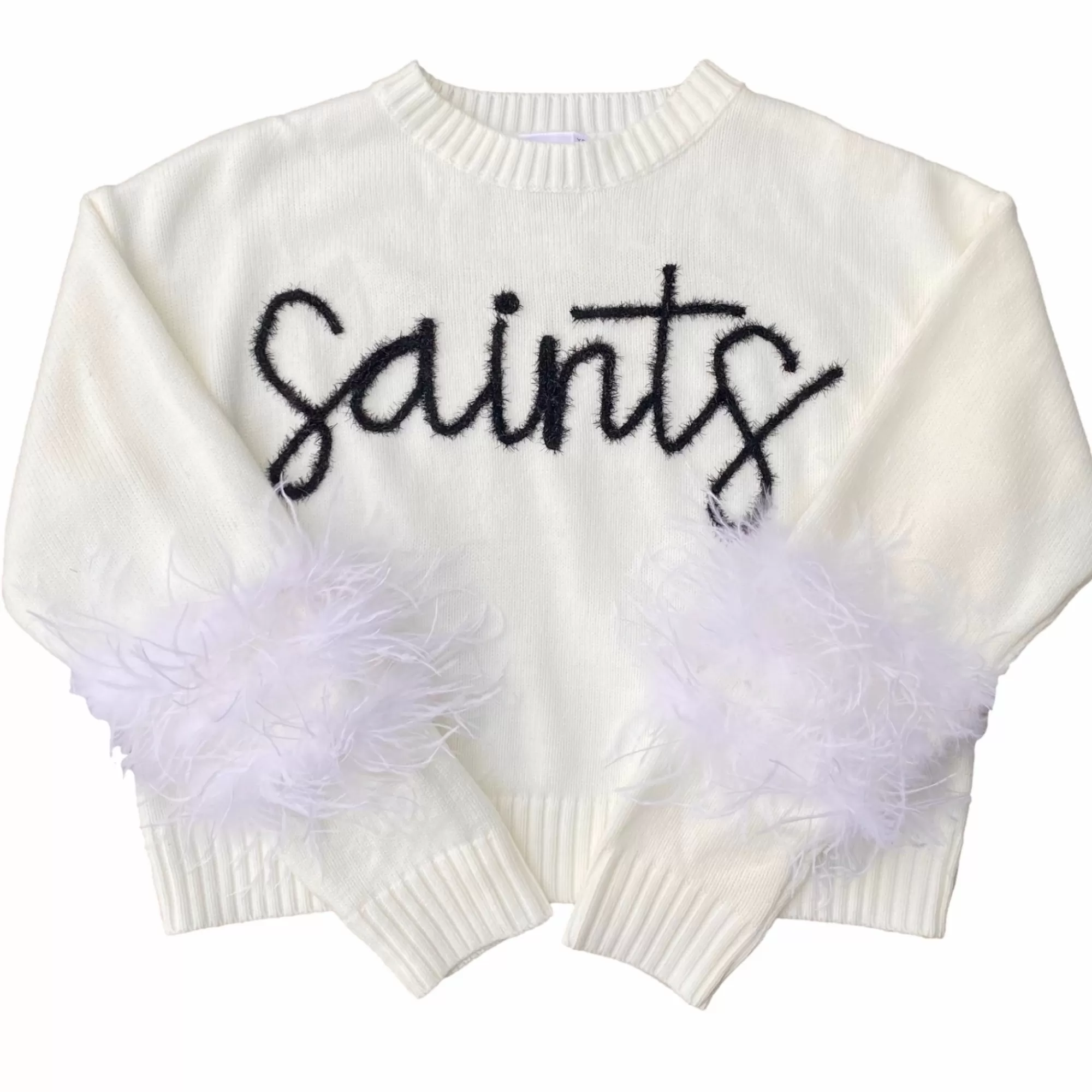 Queen Of Sparkles Saints Feather Sleeve Sweater