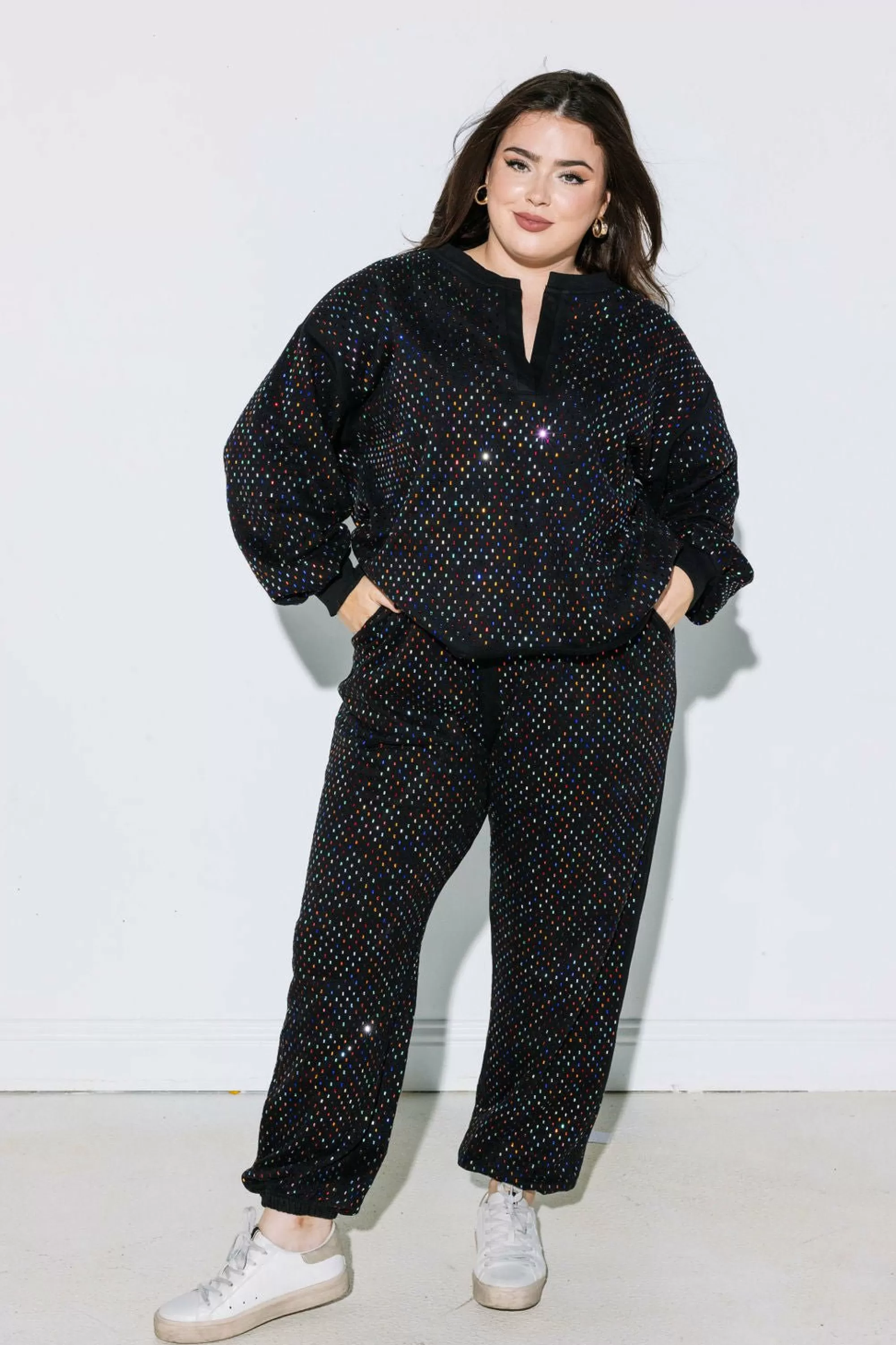 Queen Of Sparkles Scattered Rhinestone Jogger