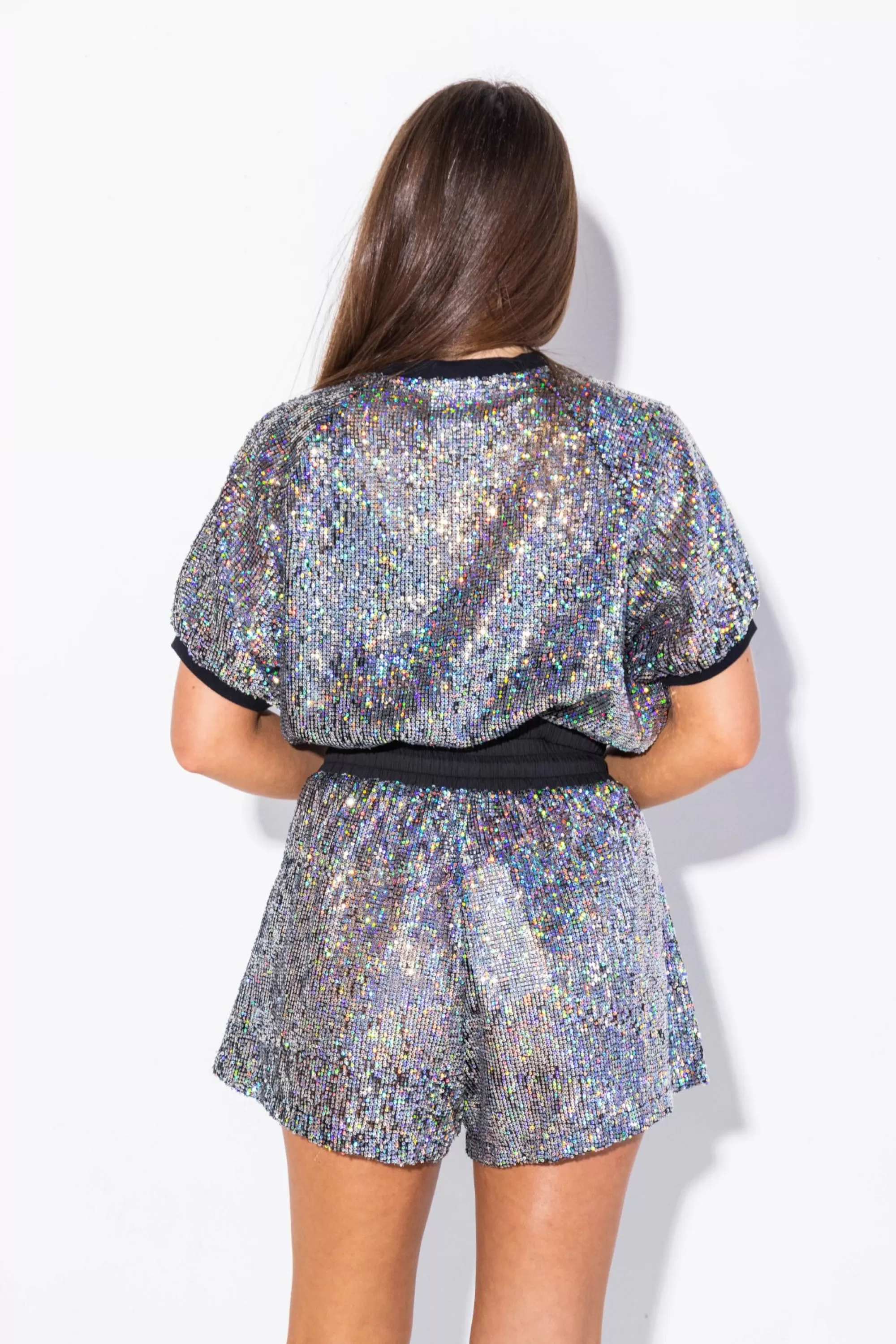 Queen Of Sparkles Sequin Mesh Bubble Coverup Top