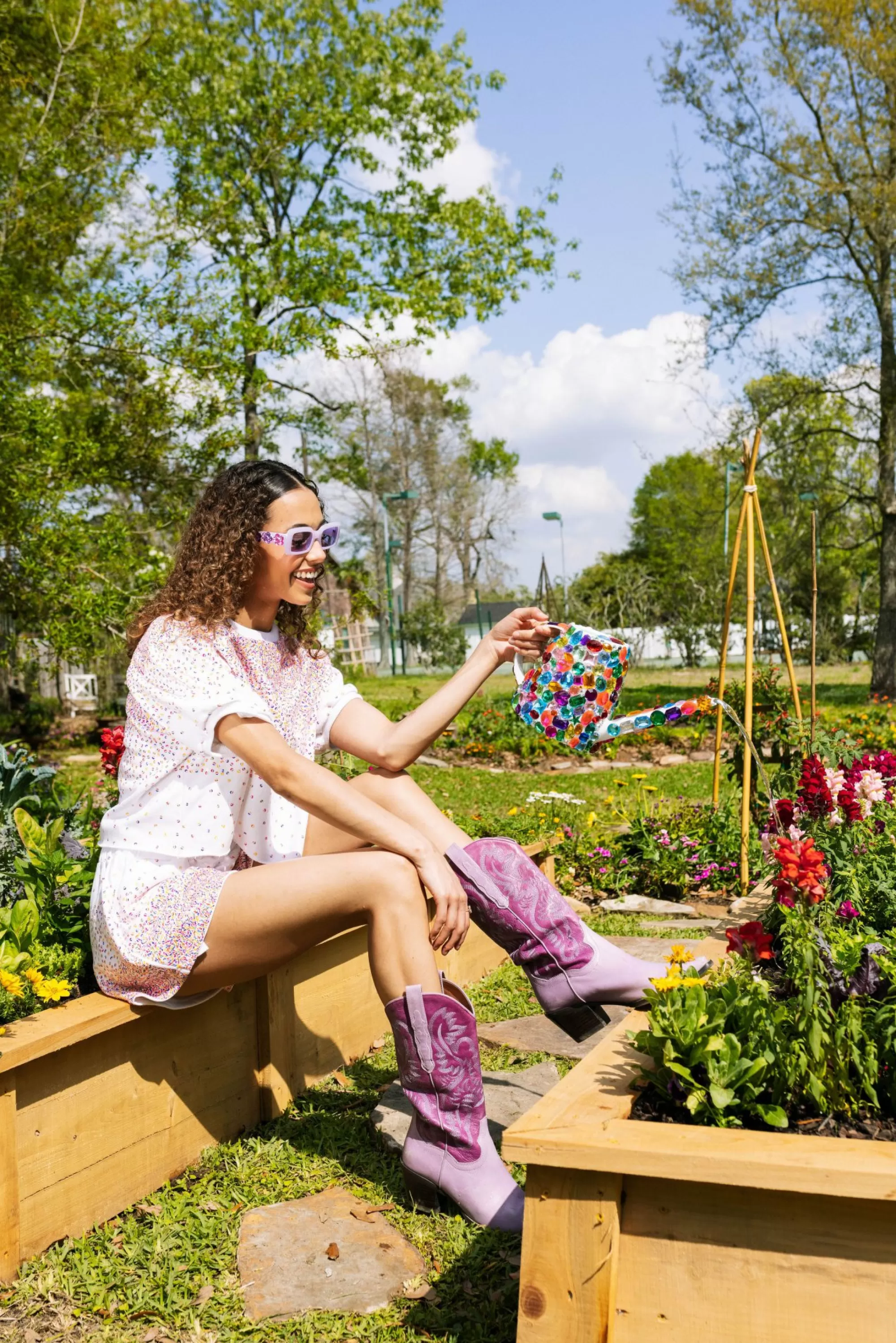 Queen Of Sparkles Striped Scattered Sequin Shorts