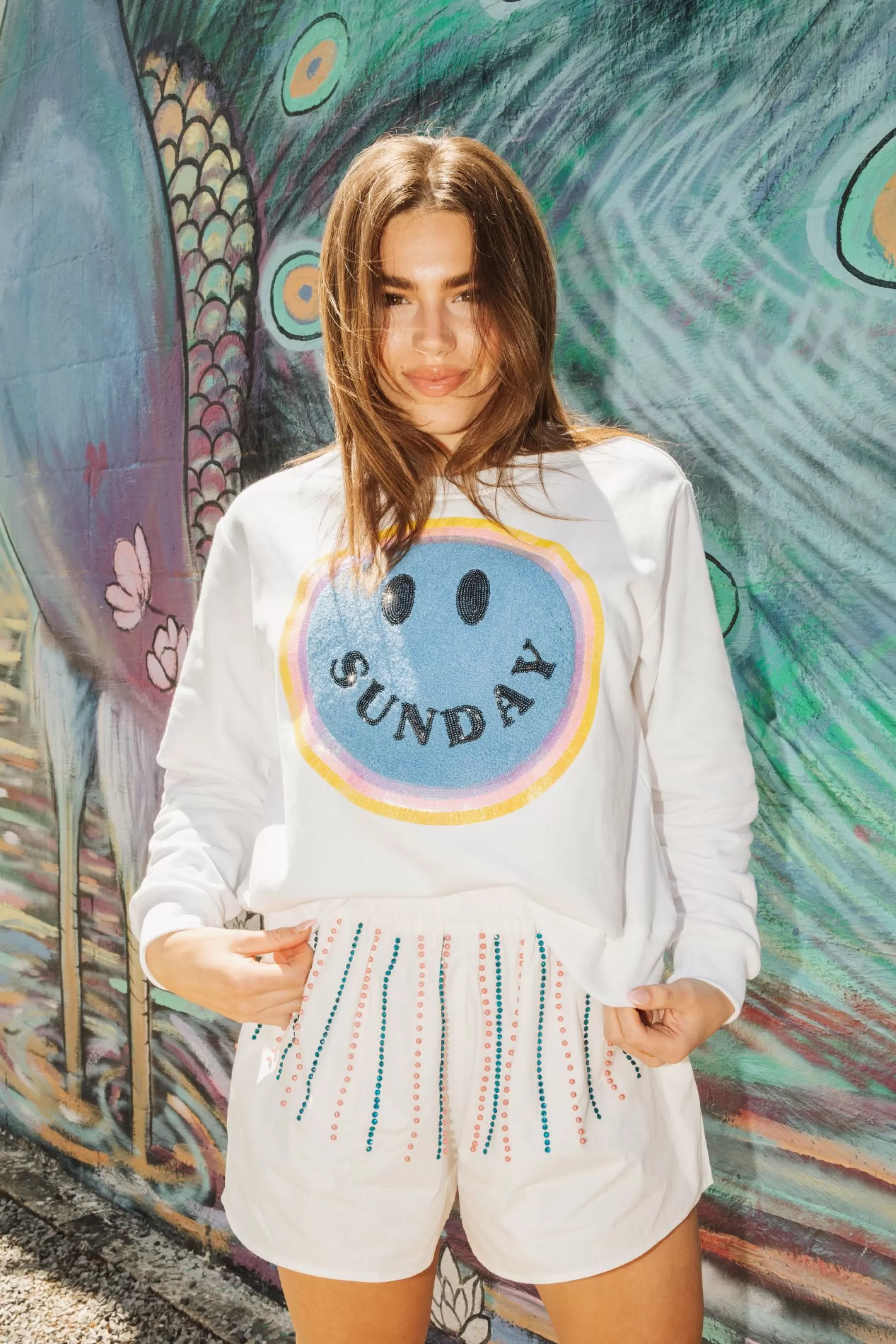 Queen Of Sparkles Sunday Smiley Sweatshirt