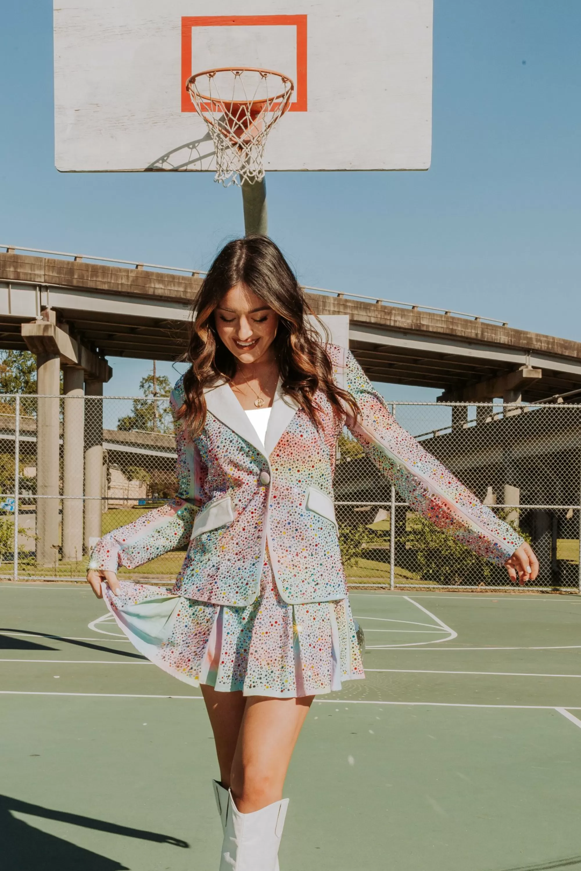 Queen Of Sparkles Tie Dye Rainbow Rhinestone Blazer