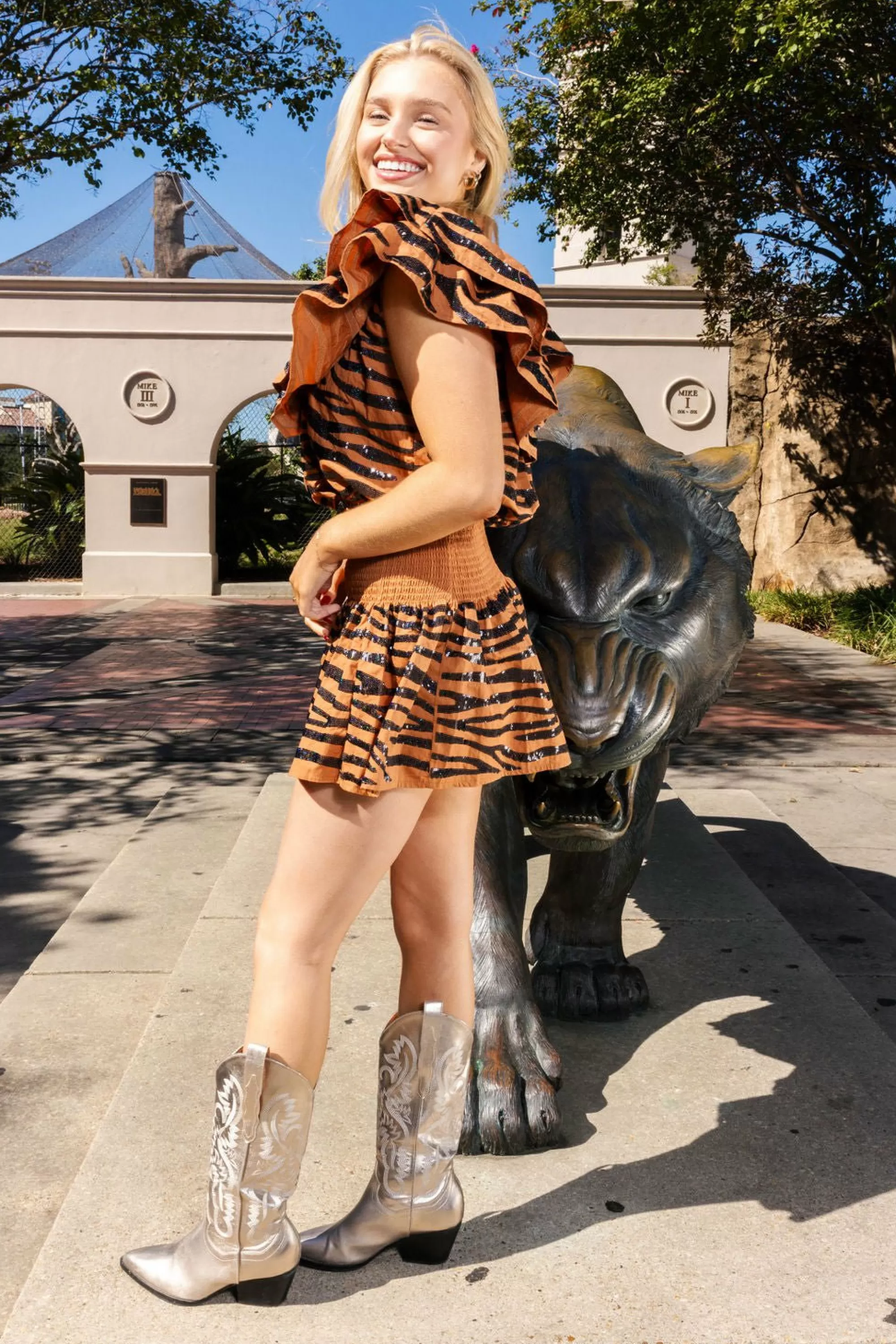 Queen Of Sparkles Tiger Stripe Smock Short