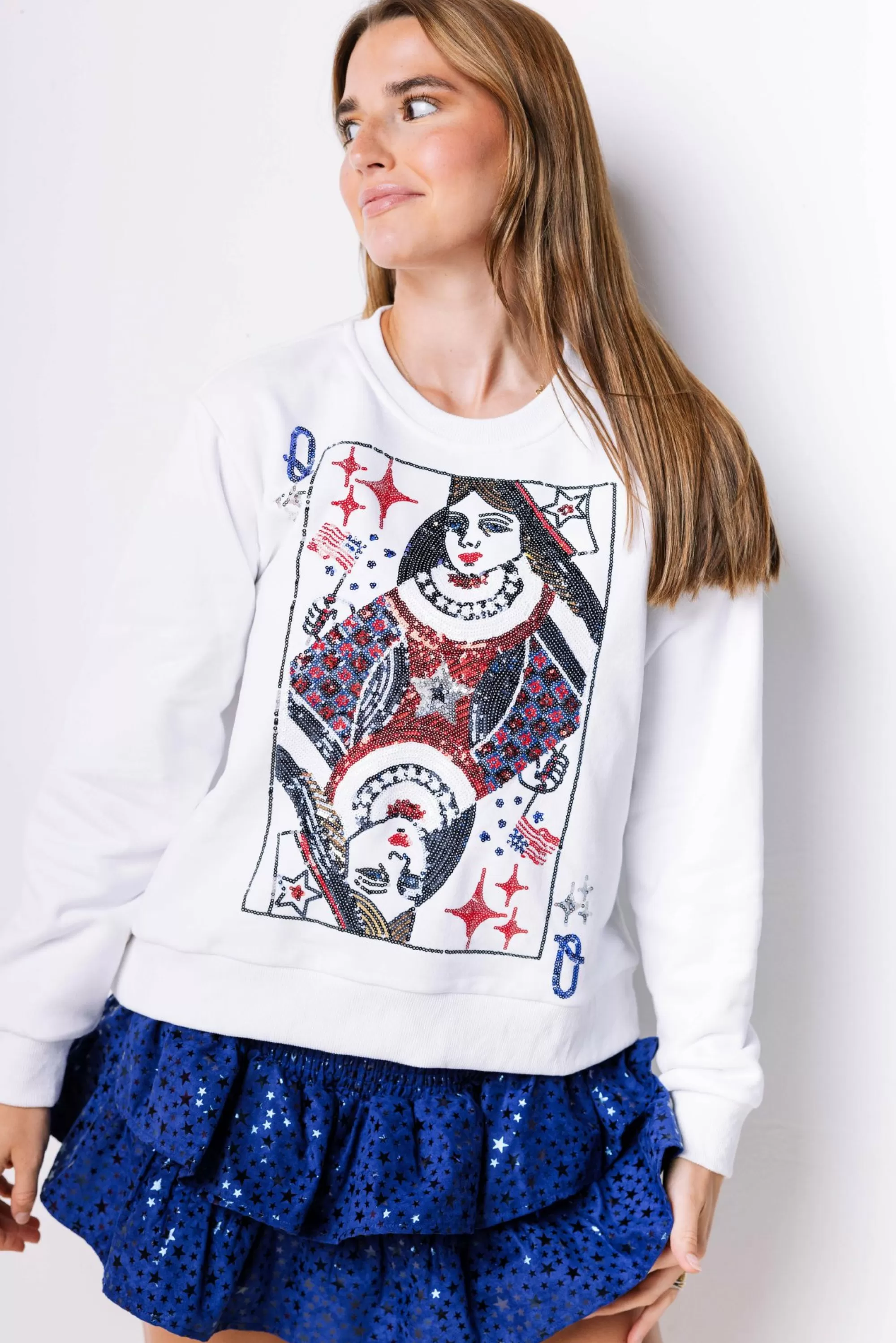 Queen Of Sparkles Usa Queen Card Sweatshirt