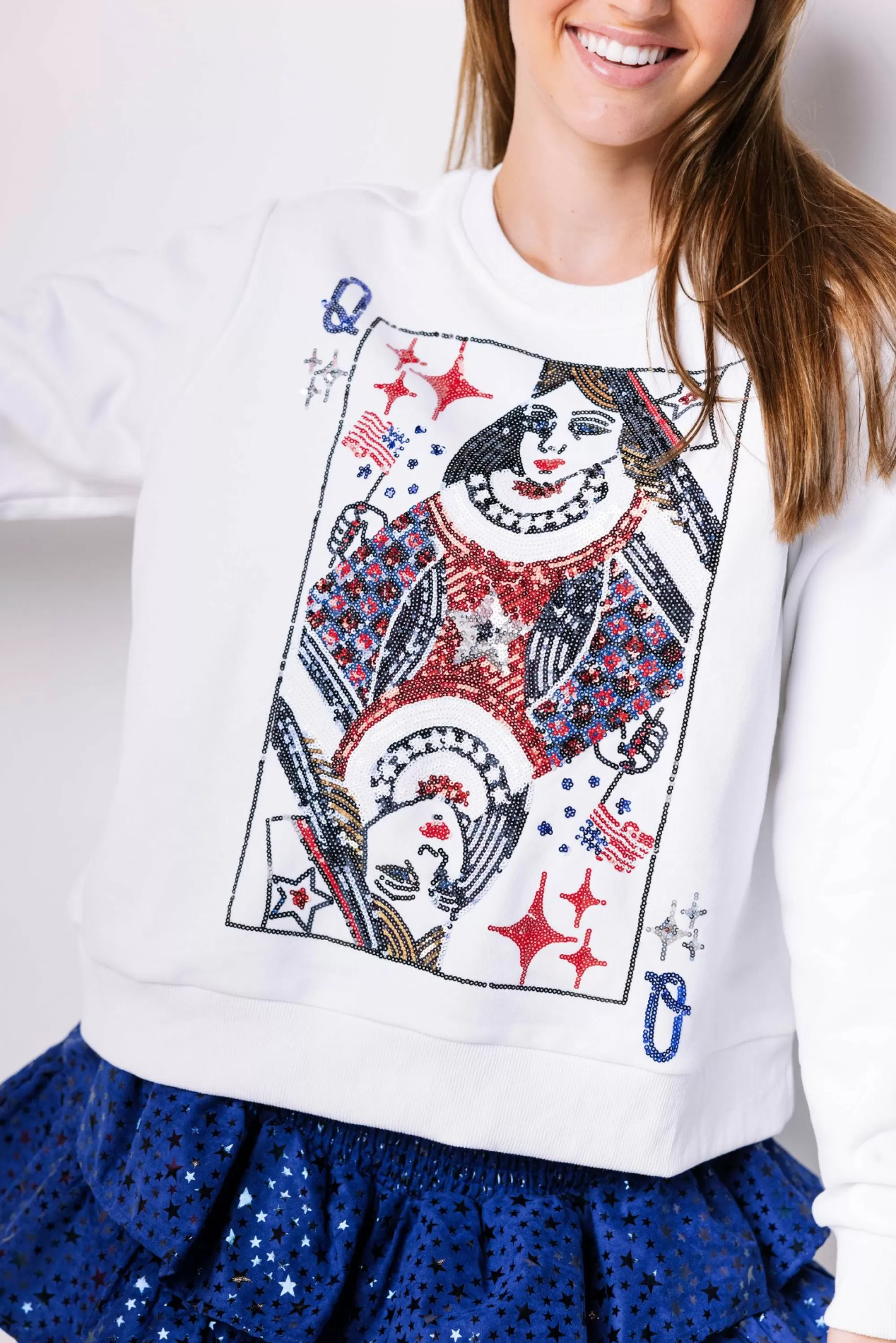 Queen Of Sparkles Usa Queen Card Sweatshirt