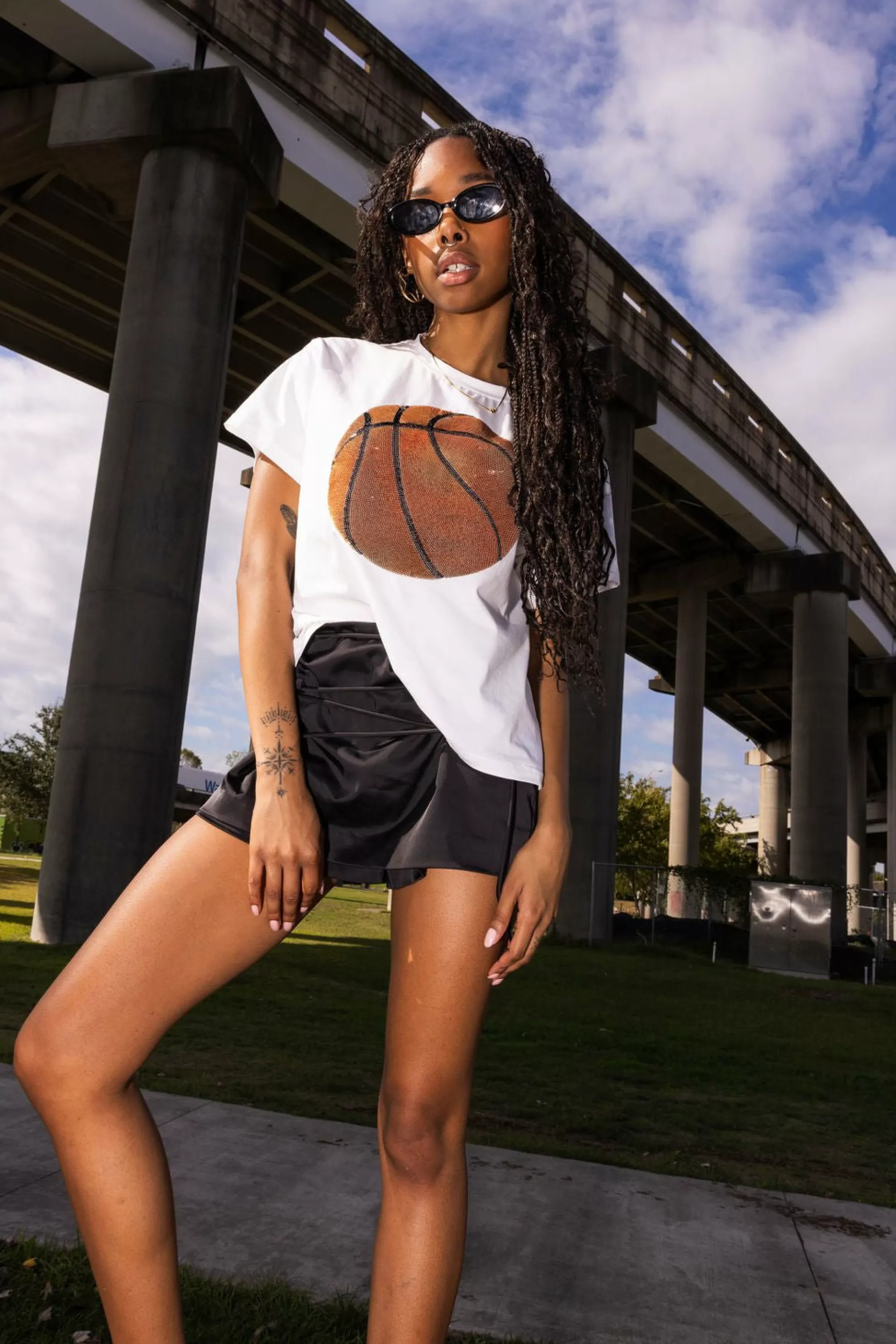 Queen Of Sparkles White Basketball Tee