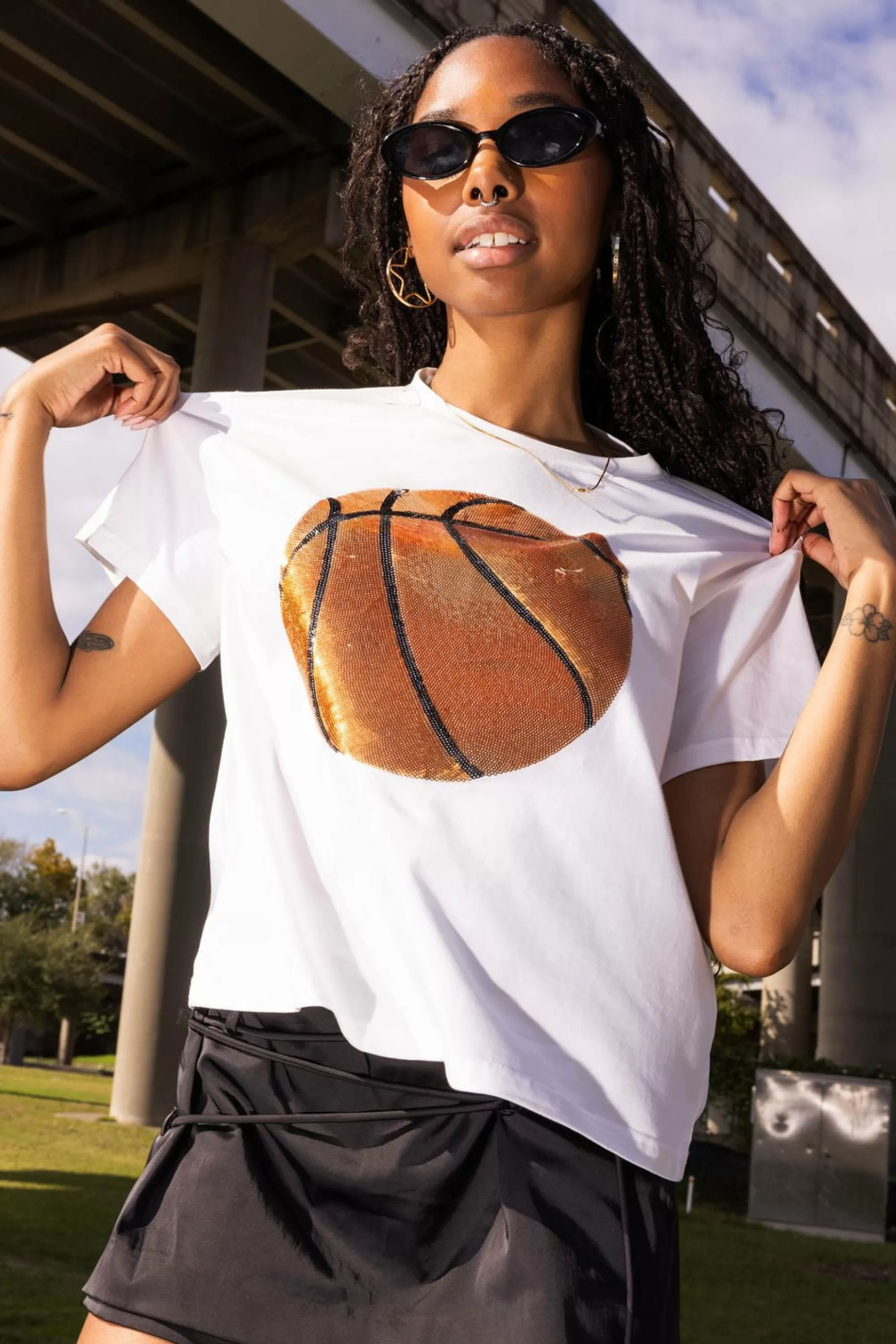 Queen Of Sparkles White Basketball Tee