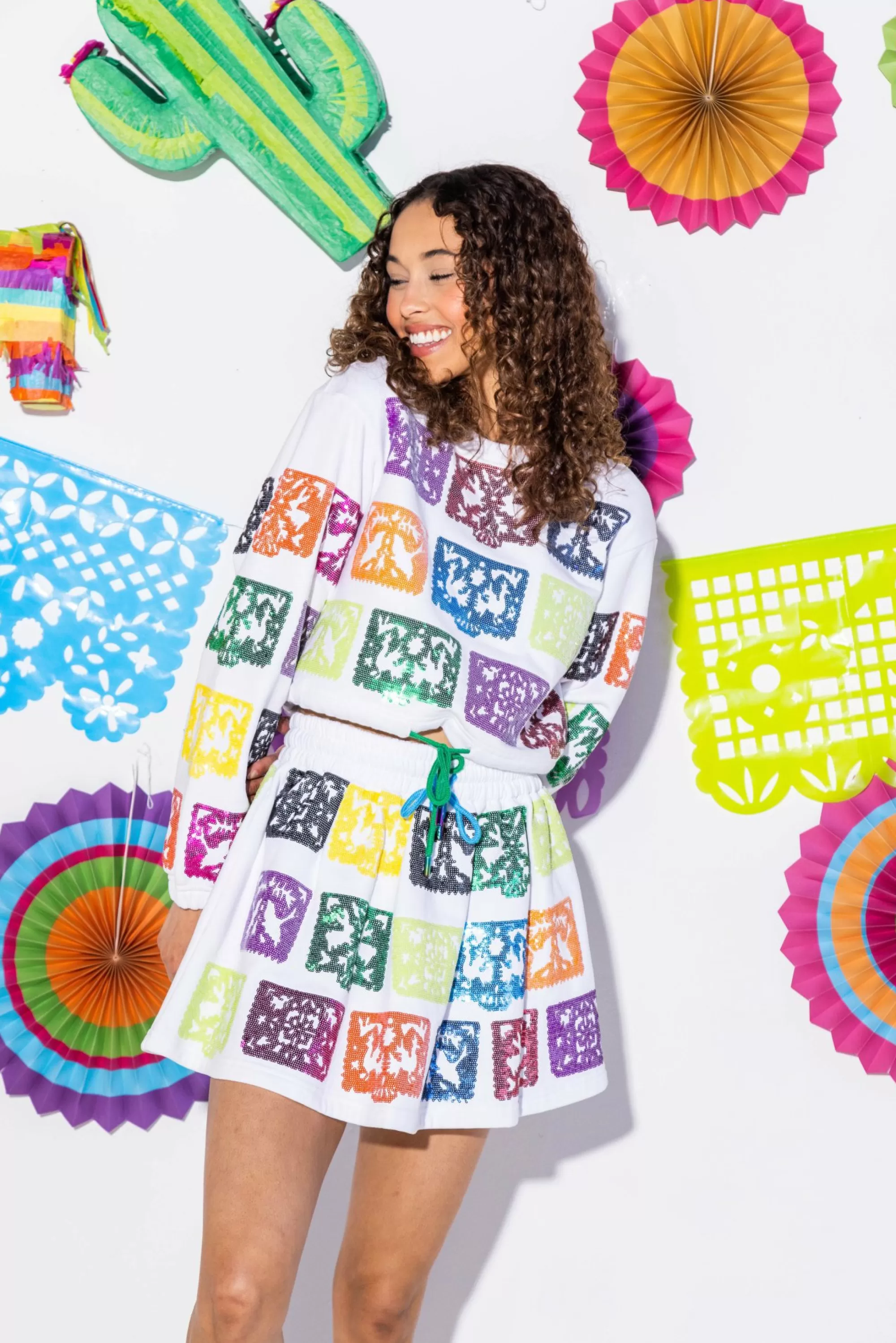 Queen Of Sparkles White Papel Picado Sweatshirt