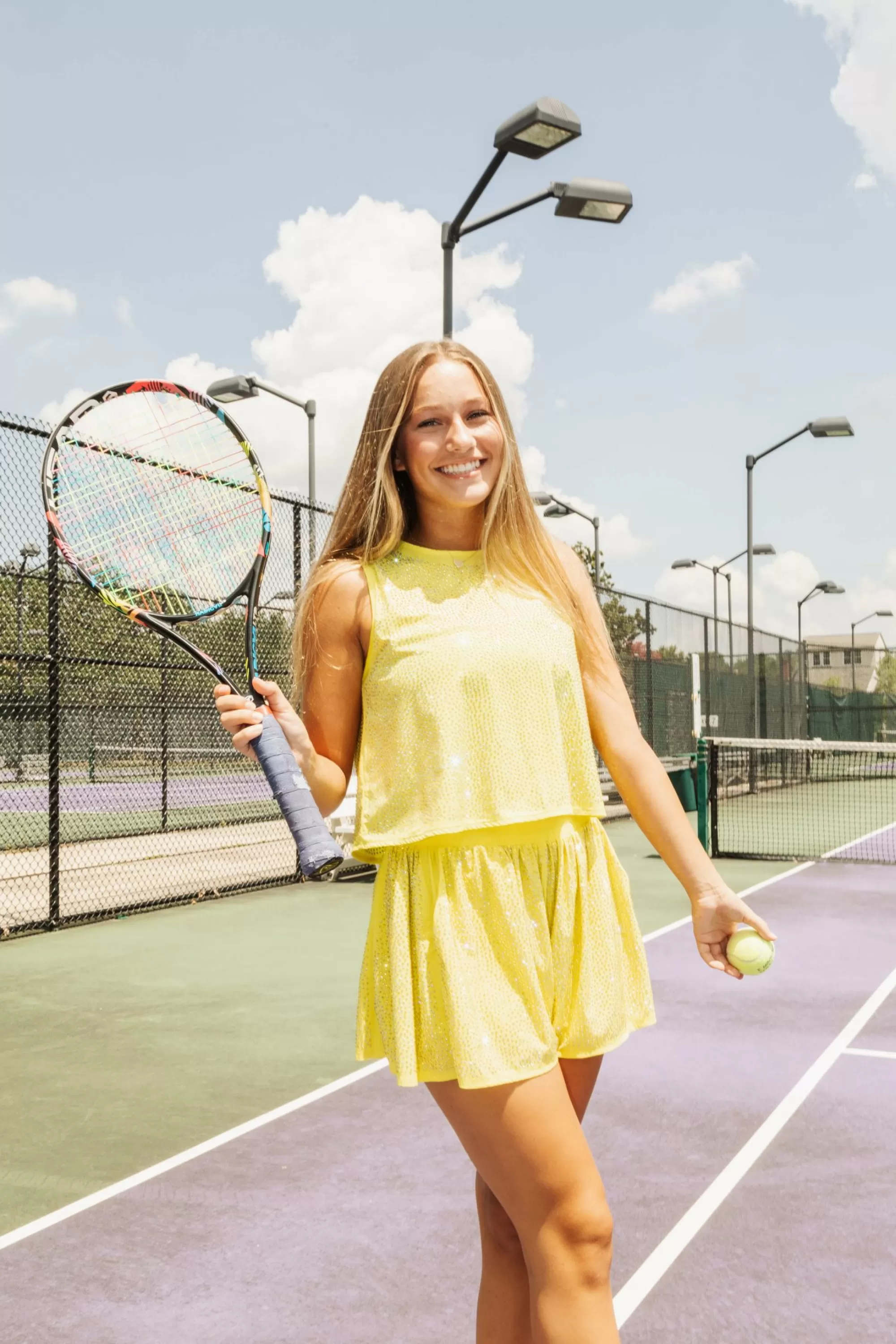 Queen Of Sparkles Yellow Rhinestone Active Short